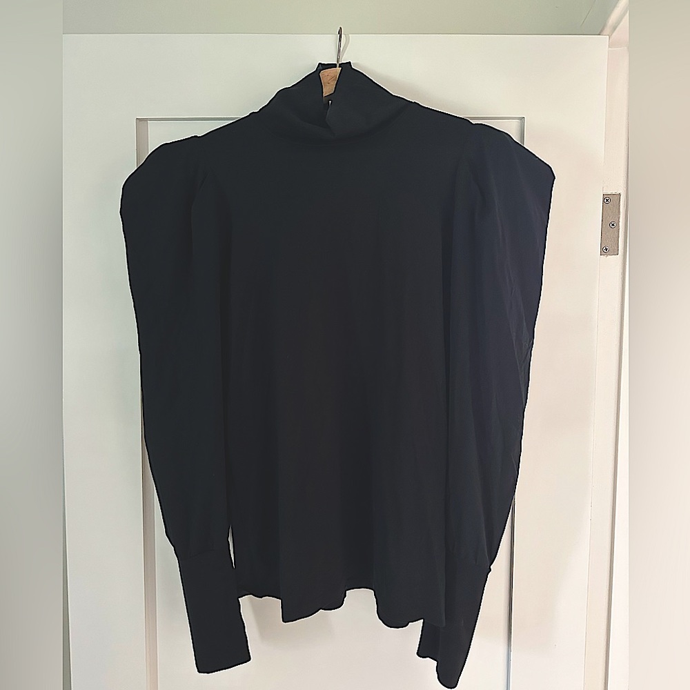 Black Grace Turtleneck, classic knitwear with puffed shoulder detailing